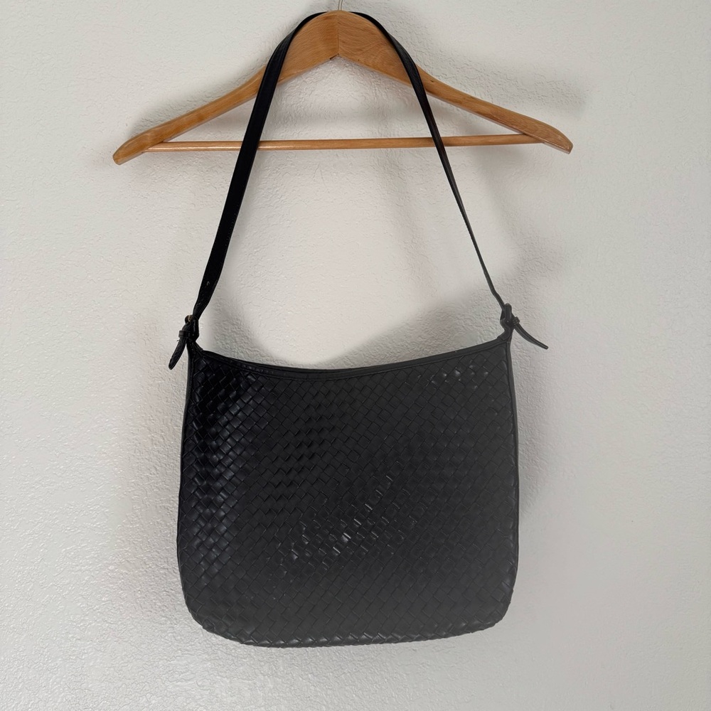 Saks Fifth Avenue Vintage Black Woven Shoulder Bag